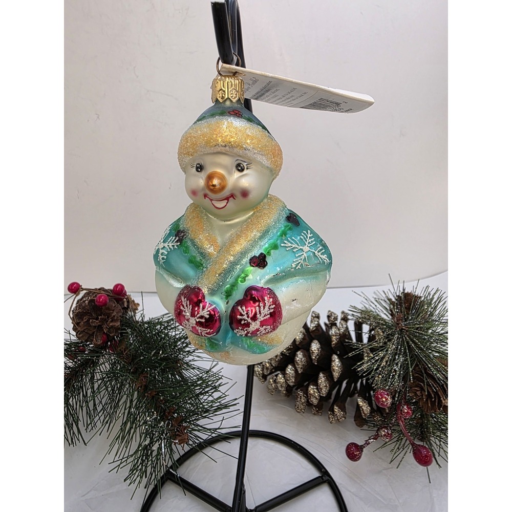 Christopher Radko Jolly Wrap Junior Snowman Ornament 1999 Poland 4" w/ Tag
